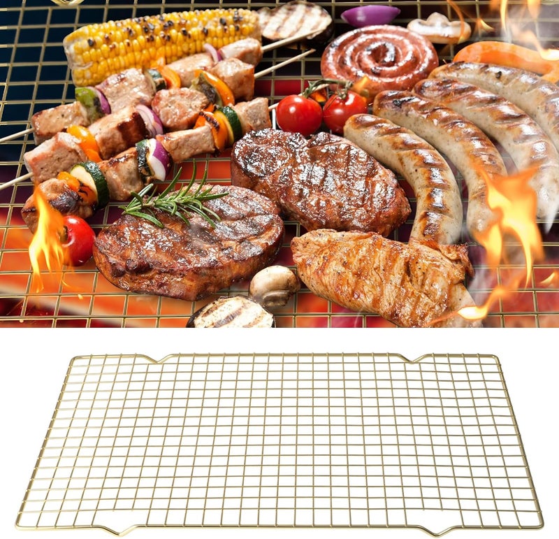 Coolbird 16 * 10 inch BBQ Grill Mesh Metal BBQ Barbecue Grill Grilling Mesh Wire Cooking Net Outdoor,Barbecue Grilled Grid (Gold) - Image 5